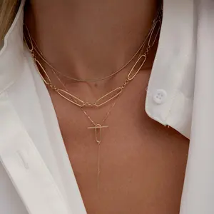 New Trend 925 Sterling Silver 18k Gold Plated Fine Jewelry Ot Locket Tassel Bar Drop Chain Necklace For Women