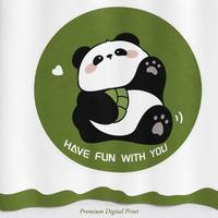 Rideau de douche imprimé d'animaux de dessin animé, motif Panda amusant, impression numérique, tissu imperméable écologique, décoration de bain sans crochets