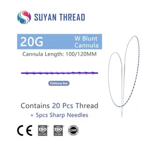 pcl pdo thread fishbone line 20g double W Blunt Cannula 140mm molding cog pdo thread collagen thread face lifting