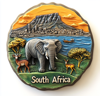 Offre spéciale Aimant de réfrigérateur en résine personnalisé Impression UV Effet de soulagement Afrique du Sud Logo de voyage Cadeau pour la maison