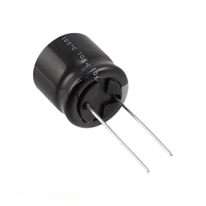 Condensador de Canal de Fabricante 470 uF CAP ALUM 470UF 20% 63V RADIAL TH de Montaje a Través de Orificio URZ1J471MHD - Product Image 1