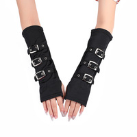 Mode Europe et états-unis vent personnalité bracelet mitaines Punk vent fête noir lait soie mitaine