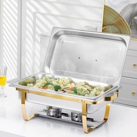 Approvisionnement Usine Luxe Acier Inoxydable 9L Plat Chafing Rectangulaire Buffet Chauffe-Plats Présentoir Hôtels