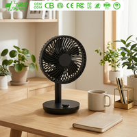 Ventilateur de table USB DC rechargeable silencieux et compact RUNAL noir avec batterie au lithium pour la maison et le bureau