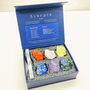 Nuovo arrivo Reiki quarzo costellazione Set dodici pietre zodiacali di cristallo naturale intagliato a mano incisione souvenir scatola regalo per il nuovo - Product Image 5