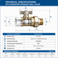 Robinet à boisseau sphérique manuel en laiton, double union 20mm-32mm, pour eau PPR, personnalisable OEM