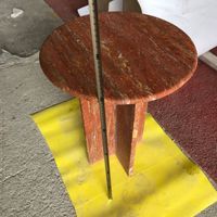 Table basse en marbre naturel, travertin rouge, table d'appoint pour salon, mobilier haut de gamme