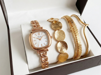 Montre-bracelet à quartz pour femme avec cadran classique en nacre, coffret cadeau montre et bracelet de Noël