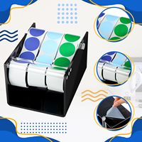Acrylique réglable porte-étiquette autocollant distributeur étiquette porte-rouleau mobilier de bureau entreprise organisateur de bureau (noir)