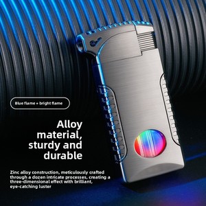 Nuevo Encendedor Inflable de Doble Llama con LED Resistente al Viento, Combustible de Butano, Empaquetado en Caja de Regalo - Regalo para Hombre para Boda/Cumpleaños - Product Image 4
