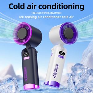 Ventilador de Mano Recargable Portátil Plegable con 100 Niveles de Ajuste Infinito y Pantalla LED para Viajes - Product Image 2