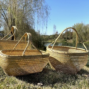 Handmade Bamboo Woven <b>Basket</b> 10-20 L Round Storage For Vegetable Fruit <b>Egg</b> Container - Product Image 3