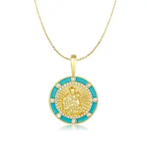 Gemnel 2021 enamel pendant mother of the child medallion necklace