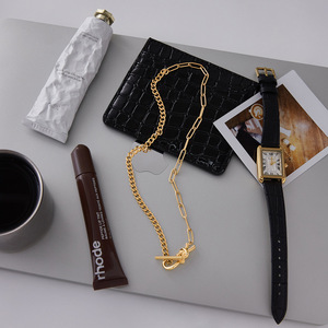 Collar de Mujer en Acero Inoxidable Chapado en Oro de 18K, Diseño Clásico de Nudo Hércules con Circonitas, Cadena de Eslabones con Engaste Pavé Asimétrico - Product Image 5