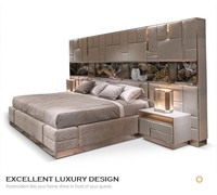 Lit double de luxe haut de gamme avec grande tête de lit, cadre de lit en cuir italien, nouveau design, mobilier de chambre moderne, lit king size de luxe