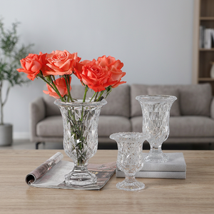 Wholesale SINYAO Art Deco Large Transparent Glass <b>Vase</b> Thickened Flower Arrangement High-footed Ornaments Anniversary Handmade - Product Image 1