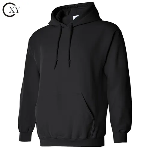 Hoodie Sweatshirt 100% Cotton Long Sleeve Custom Printed Logo Black Color Oversize Pullover Casual Men Hoodies