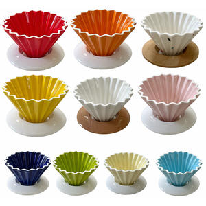 <span class=keywords><strong>Filtre</strong></span> à café en céramique en forme de fleur élégant goutteur pour café avec support en bois - Product Image 1