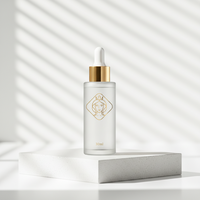 Flacon d'huile essentielle rond en verre givré de 30 ml, flacon vide, logo personnalisé, huile de massage cosmétique