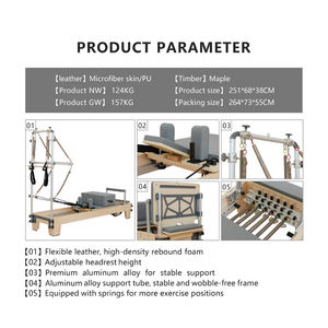 Équipement de Pilates Reformer personnalisé de haute qualité en bois d'érable, modèle <span class=keywords><strong>GS800</strong></span>, pour studio de Pilates, salle de sport et fitness, garantie 5 ans - Product Image 6