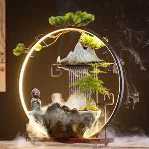 Humidificador de Cerámica con Cascada de Agua y Rocas, Estilo Chino Moderno, Fuente con Cortina de Lluvia, Decoración Creativa para Sala de Estar u Oficina - Product Image 3