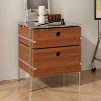 Commode en bois massif et acier inoxydable de style Bauhaus nordique, meuble de rangement grande capacité pour salon et chambre, table d'appoint de canapé