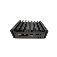 Mini PC industriel sans ventilateur, puissant, avec processeur Intel N150 4 cœurs 4 threads, support 1 x DDR4, 2 ports HDMI 2.0 + HDMI 1.4 + DisplayPort, et emplacement SIM intégré.