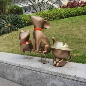 Escultura de Gato de Acero Inoxidable, Decoración de Jardín para Exteriores, Forma de Animal Abstracta Pulida, Adorno Independiente - Product Image 2
