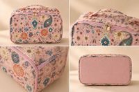 JOYSUN Étui de transport pour Mahjong à imprimé floral bohème, écologique, grande capacité, boîte de rangement pliable, sac de voyage pour le jeu de Mahjong