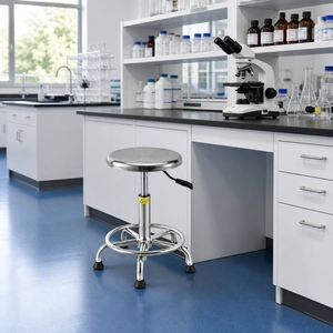 <span class=keywords><strong>Tabouret</strong></span> de laboratoire en acier inoxydable avec patins et anneau de repose-pieds pour poste de travail d'hôpital, de <span class=keywords><strong>pharmacie</strong></span> ou de laboratoire - Product Image 6
