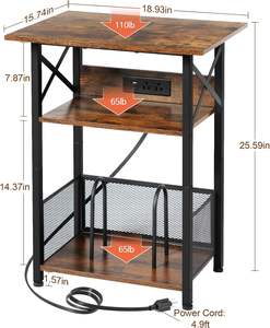 Support de tourne-disque avec station de charge, grand support de <span class=keywords><strong>plateau</strong></span> tournant avec armoire de rangement - Product Image 3