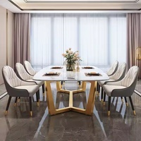 Ensemble table à manger 6 places de luxe moderne finition bois acier marbre pour salon cuisine restaurant entrée meubles d'appartement