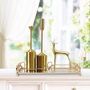 Plateau <span class=keywords><strong>miroir</strong></span> en fer de style européen léger et luxueux, chambre à coucher, salon, ornements créatifs, <span class=keywords><strong>rangement</strong></span> de cosmétiques et de <span class=keywords><strong>bijoux</strong></span> de grande valeur - Product Image 3