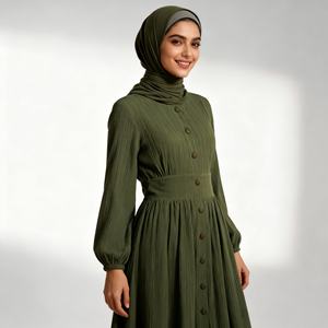 ชุดอาบายะห์ผ้าคุณภาพสูง ดีไซน์ทันสมัย ปี 2026 สไตล์ลำลอง เรียบร้อย แต่งกระดุม สำหรับสตรีชาวมุสลิม สวมใส่ได้ทุกวัน ชุดอิสลาม - Product Image 1