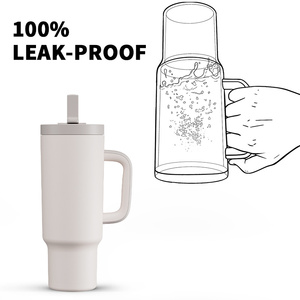 Thời Trang Bền Vững Du Lịch Mug 40Oz Cốc Với Xử Lý 2 Trong 1 Rơm Và Sip Nắp Đôi Cách Điện Cốc - Product Image 3