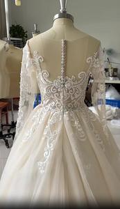 Vestido de Novia Personalizado 2024 con Foto Real, Cuello Redondo Modesto, <span class=keywords><strong>Manga</strong></span> Larga, Adornado con Perlas, Elegante y Encantador, con Encaje y Escote Corazón - Product Image 5