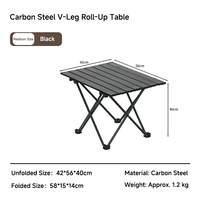 Table pliante en acier carbone pour le camping, table à œufs portable pour pique-nique en plein air avec ensemble de chaises pour le camping, le barbecue et les kits de pique-nique