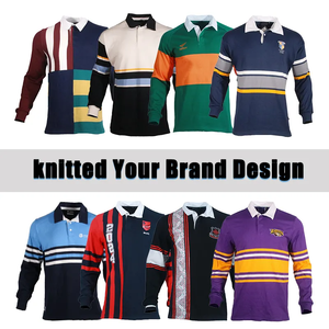 2024 Rugby Jersey Shirt Gebreide Garen Kleurstof 35% Gerecycled Polyester 65% Katoen Gestreept 350Gsm Ademend Casual Rugby - Product Image 5