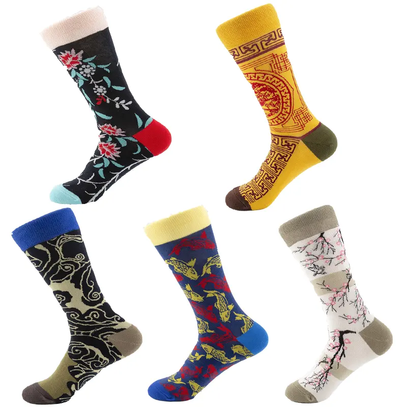 Classic Happy Business Casual Socks Soft Street Fashion Bright Color Socks Festival Meaning Happiness Lucky Couple Socks