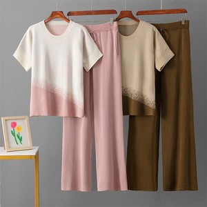 Ensemble tricoté dégradé d'été : Pull ample à col rond et pantalon large décontracté pour le sport – Coordonnés unisexe - Product Image 2