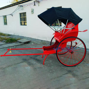 Triciclo Eléctrico Plegable con Capota, Estilo Rickshaw Vintage, Jinrikisha de Empuje Manual, Estilo Carruaje Real - Product Image 3