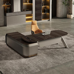 Conjunto de Escritorio y Silla Ejecutiva Moderna Minimalista de Estilo Italiano, Ligero y Lujoso, Escritorio de Madera de Alta Gama para CEO/Director - Product Image 3