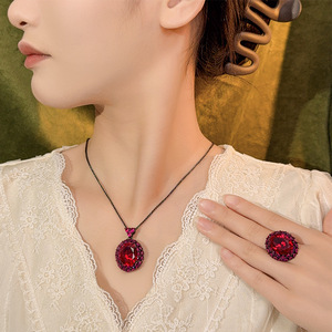 High Grade Eco-friendly Copper Black Gold Plated 15*18mm Red Blue Zircon Hypoallergenic Non-Tarnish Waterproof <b>Wedding</b> Party - Product Image 3
