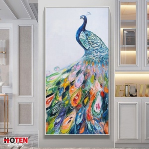 Handmade Handpainted Modern 3D Peacock Oil <strong>Painting</strong> on Canvas Custom Size Indoor Wall Decor Xiamen <strong>Animal</strong> <strong>Paintings</strong> - Product Image 4