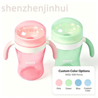Gobelet à paille pour bébé sans BPA 320 ml avec poignée, gobelet d'apprentissage en PP OEM avec paille en silicone anti-fuite, gobelet pour bébé de 0 à 12 mois