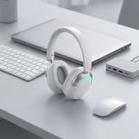 Casque sans fil OEM Bluetooth 6.0 avec ANC et ENC à alimentation unique, éclairage RGB, revêtement peint, oreillettes haut de gamme DNA pour le gaming