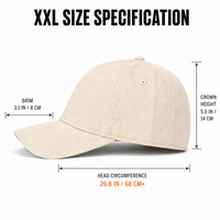 Gorra de Béisbol XXL con Logotipo Personalizado, 68 cm, Corona Profunda, 100% Algodón Twill Beige, Estilo Dad Hat para Hombre, Venta al Por Mayor