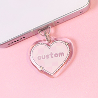 Porte-clés anti-poussière en acrylique brillant avec dessin animé mignon personnalisé pour iPhone iPad Type-C, bouchon de port de charge, pendentif, breloque
