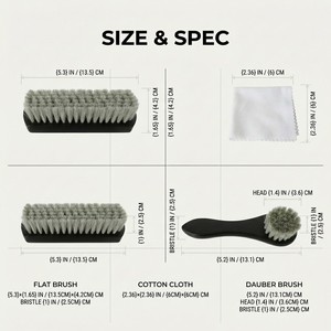 Kit de Cuidado de Cuero de Crin de Caballo Gris Premium para Zapatos y Botas, Juego de 3 Cepillos para Zapatos, Quitamanchas, Mango de Madera de Haya, Sin Rayones, OEM/ODM - Product Image 3