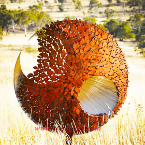 Estilo náutico personalizado jardín calle paisaje decoración Acero inoxidable <span class=keywords><strong>Corten</strong></span> BOLA DE Metal escultura técnica plateada - Product Image 2